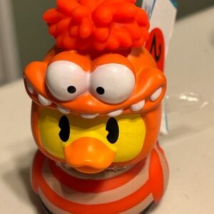 Duckalooz Orange and Yellow Cartoon Character anxiety on a rubber duck  new